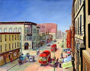 Oil painting by Ellen Lorne — Calgary 8th Avenue — 1908