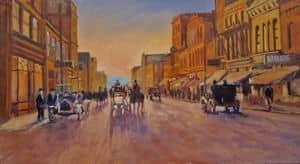 Oil painting by Ellen Lorne — Calgary 8th Avenue — 1910