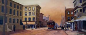 Oil painting by Ellen Lorne — Calgary 8th Avenue — Early 1920s
