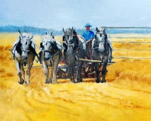 Oil painting by Ellen Lorne — Old Time Harvest