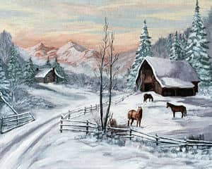 Oil painting by Ellen Lorne — Winter Landscape