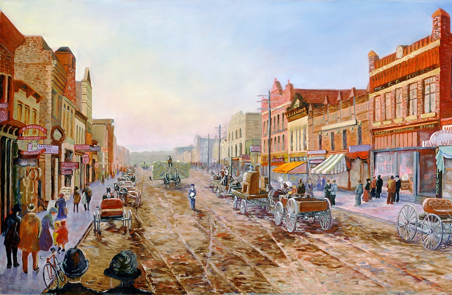Oil painting by Ellen Lorne — Calgary 8th Avenue — 1902